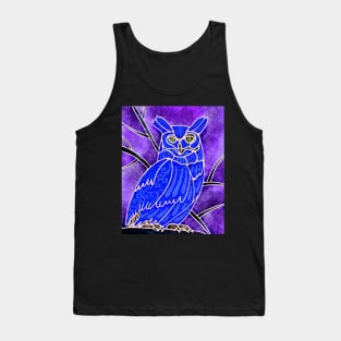 Boho Owl Blue on purple Tank Top